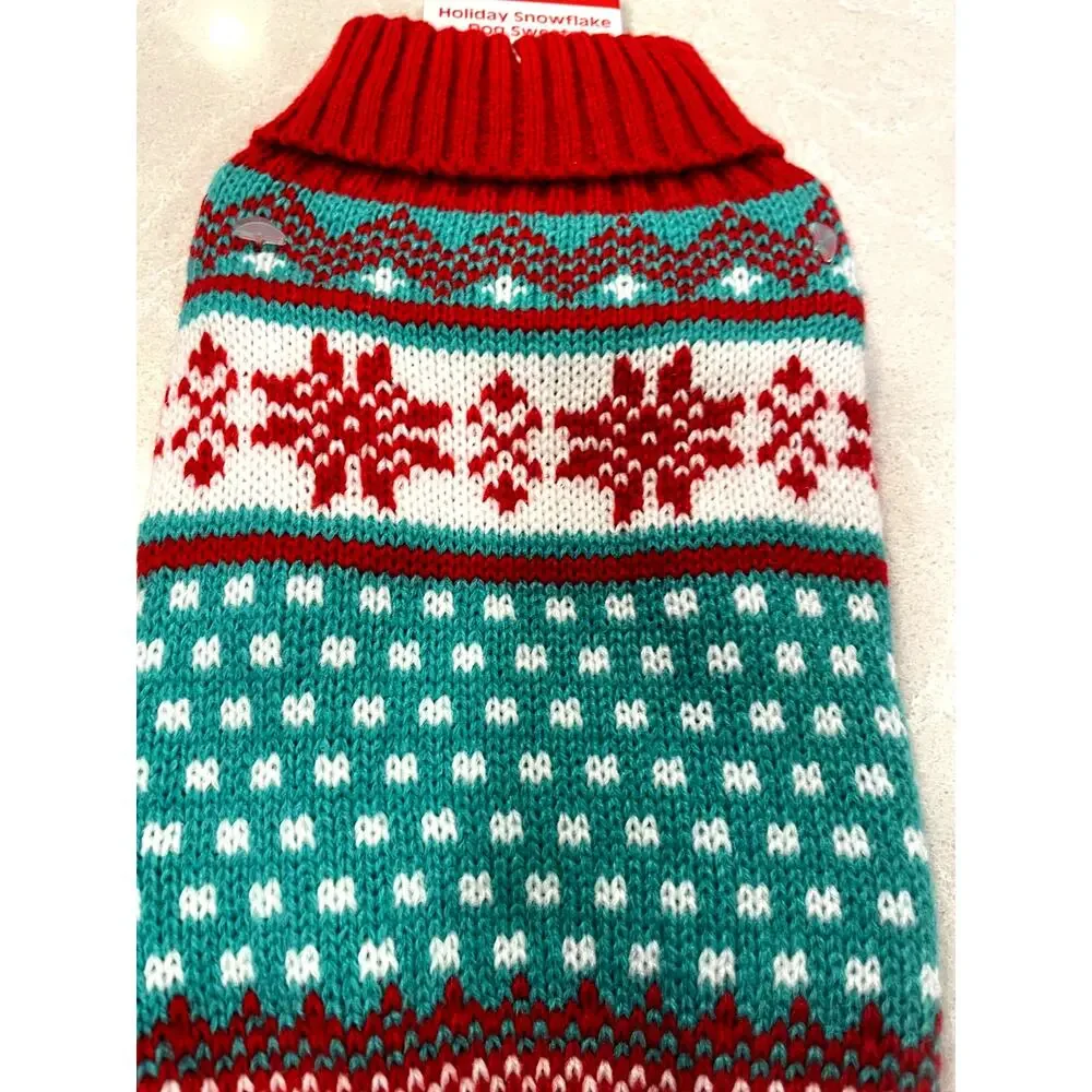 Pet Central puppy dog sweater XS knitted Lot 2 gingerbread snowflakes New w/ tag